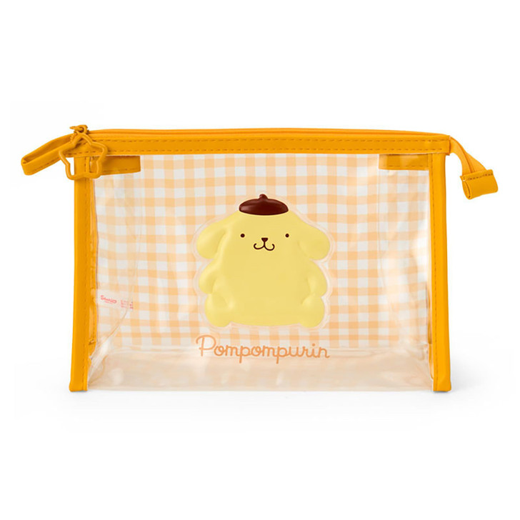 Sanrio Pompompurin Clear Pouch Transparent PVC Steel Zipper Closure Suitable for Ages 3 and Up