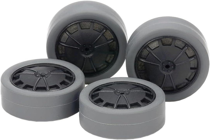  Tamiya Mini 4WD Hard Small Dia. Low-Profile Tires (26mm/Gray) & Carbon Wheels (Dish, for Super X & XX Chassis) 