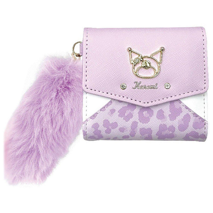  Sun Art Kuromi Leopard Print Three-Fold Leather Box Shaped Wallet Purple 