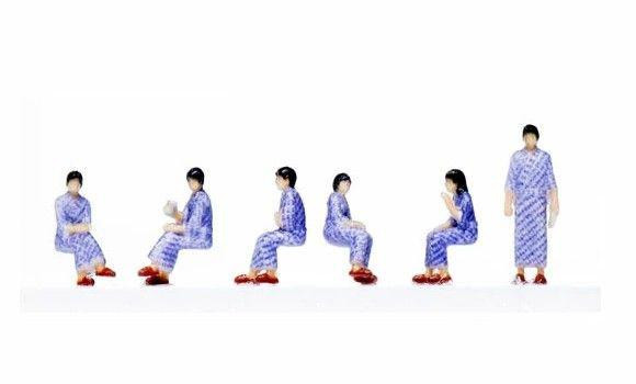 Kato 24-1201 (N) Model People 'Sleeper Train Passengers: Relaxing in Yukata' (6 pcs.) (N scale)
