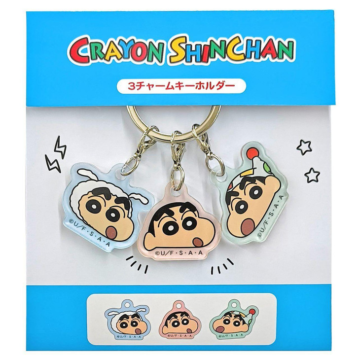  T's Factory Crayon Shinchan 3 Charm Key Holder Shinchan Face 
