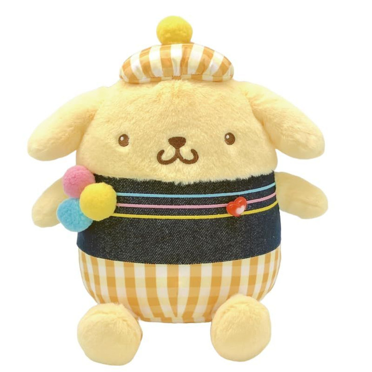 Nakajima Sanrio Plush Toy S Gingham Denim Pom Pom Purin