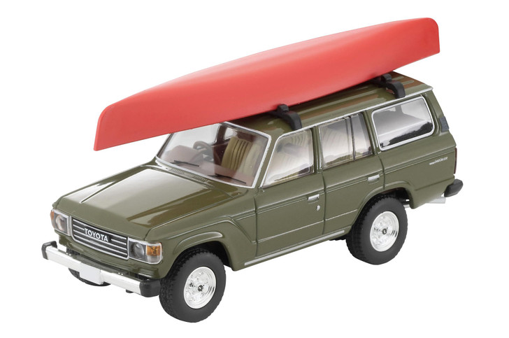 Takara Tomy Tomica Limited Vintage Neo LV-N279e Toyota Land Cruiser 60 (Olive) with Canoe