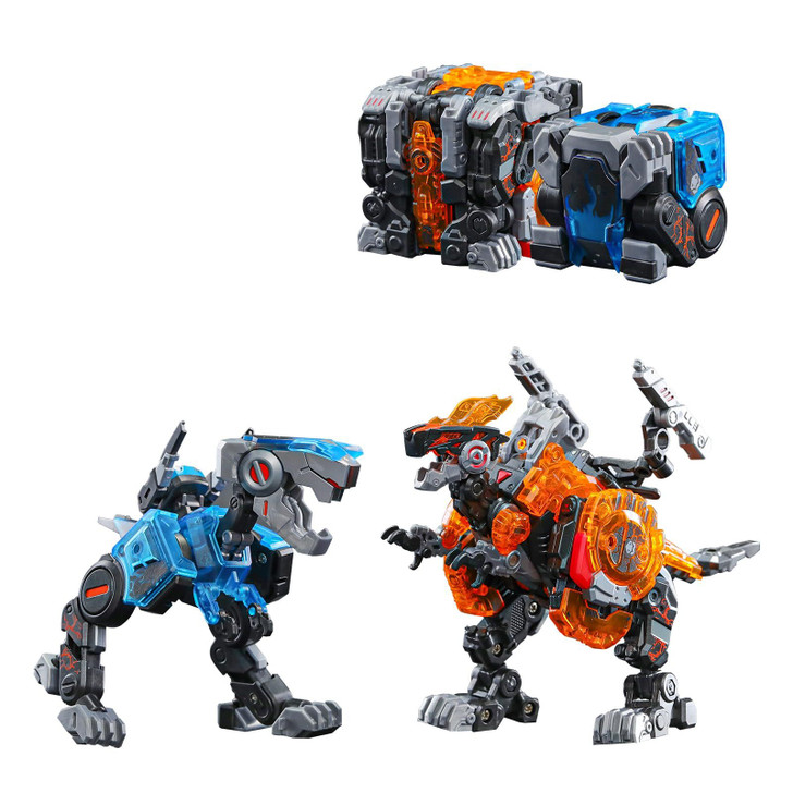 Beastbox 52Toys BB-46PR & BB-02CR Pyromancer & Cryomancer 2-Piece Set, Transformable Toy, Transform from Cube to Dinosaur, Transforming Toy, Pre-Paint