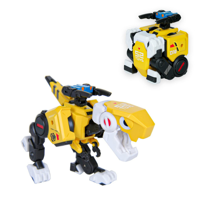 Beastbox 52Toys BB-01 Dio is a transformable toy that changes from a cube to a dinosaur. This painted, highly poseable action figure features mechanic
