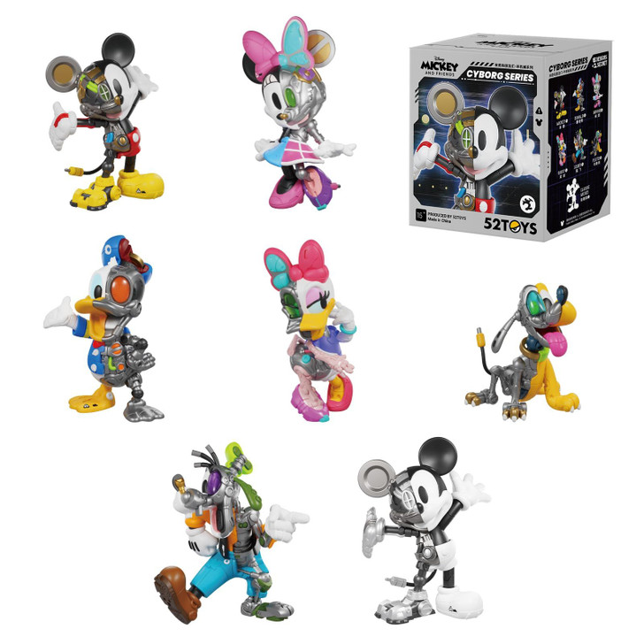 52Toys Blindbox X Mickey Mouse Cyborg Series Trading Figure Blind Box Collection Figure Mickey Mouse Painted Gachapon Desktop Decoration Figurine Toy