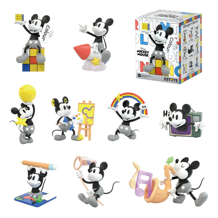 52Toys Blindbox Mickey Mouse Color Hunting Series Blind Box Trading Figure Collection Figure Mickey Mouse Painted Gacha Desktop Decoration Figure Toy
