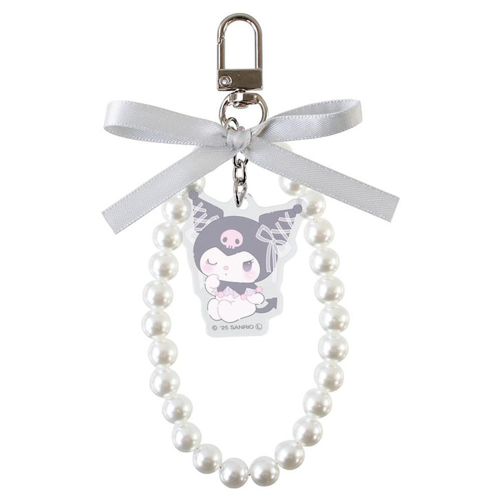 T's Factory Sanrio Ribbon Pearl Keychain Ballet Core / Kuromi