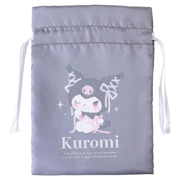 T's Factory Sanrio Satin Drawstring Bag Ballet Core Kuromi