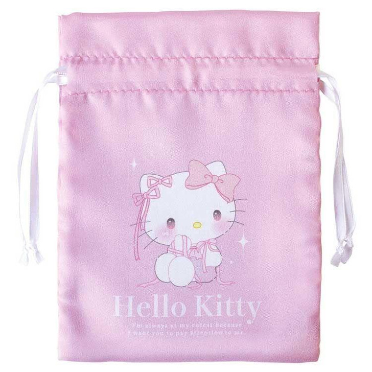  T's Factory Sanrio Satin Drawstring Bag Ballet Core Hello Kitty 