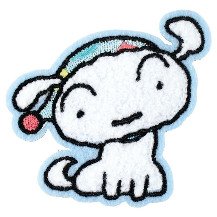T's Factory Shinchan Fluffy Embroidered Sticker Pajama White