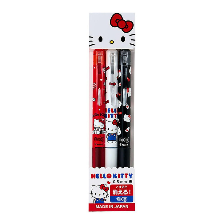 ２０００年初めデザイン Hello Kitty ボールペン 7本 Sanrio Hello Kitty Friction Ball Knock 3-Piece Set