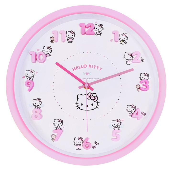 T's Factory Sanrio Icon Wall Clock Hello Kitty Pink
