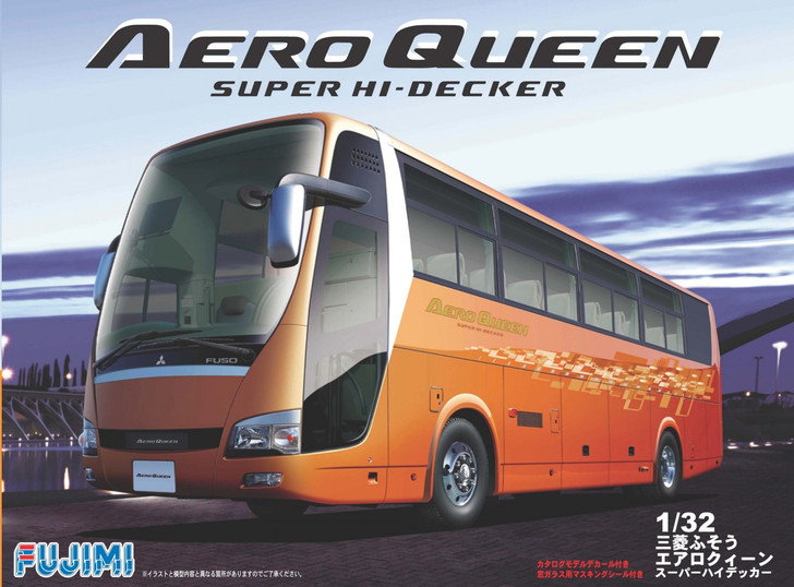 Fujimi BUS16 Mitsubishi Aero Queen Super Hi-Decker (Unpainted Body) 1/32 Scale Kit (4968728011721)