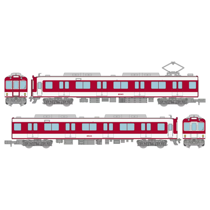 Tomytec Kintetsu Railway Series 8000 (Early Model - New Paint - With Hem Band) 2 Cars Set A (N scale)