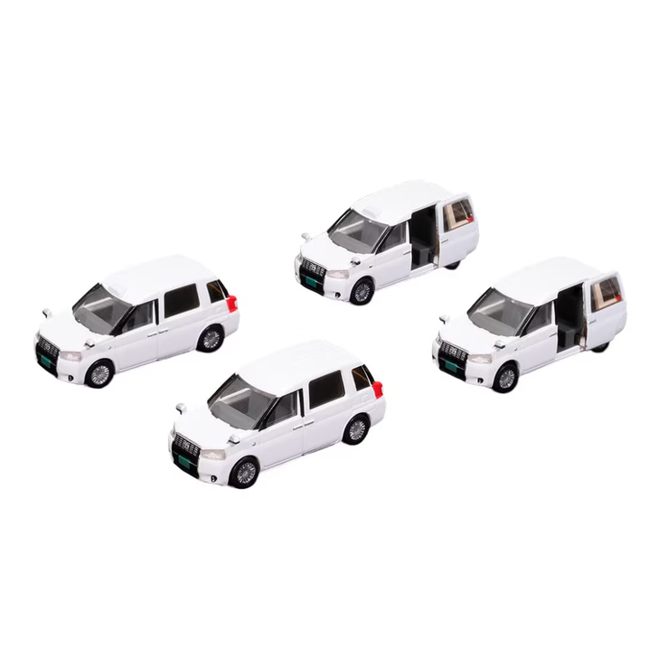 Tomytec The Car Collection Basic Set Select JPN Taxi White 4 Cars Set (N scale)