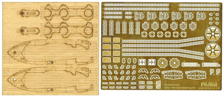  Fujimi I-400-Class Submarine Photo-Etched Parts and Wooden Deck Stickers Set 