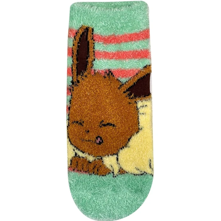 Pokemon Center Original Super Fluffy Socks Eevee Striped Ladies (23-25 Cm)