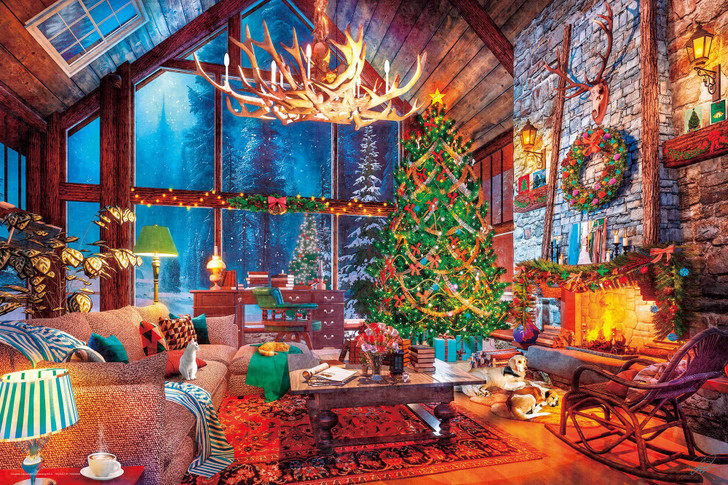 Jigsaw Puzzle Christmas living room on a snowy night (1000 Pieces)