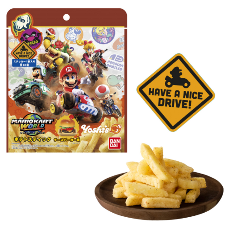 Bandai Candy Mario Kart World Potato Sticks Snack Pack With Sticker BOX (20pcs)
