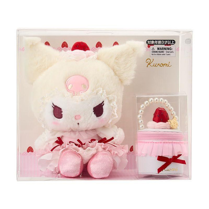 Sanrio Kuromi Plush And Accessory Case Set Strawberry Whip Cake