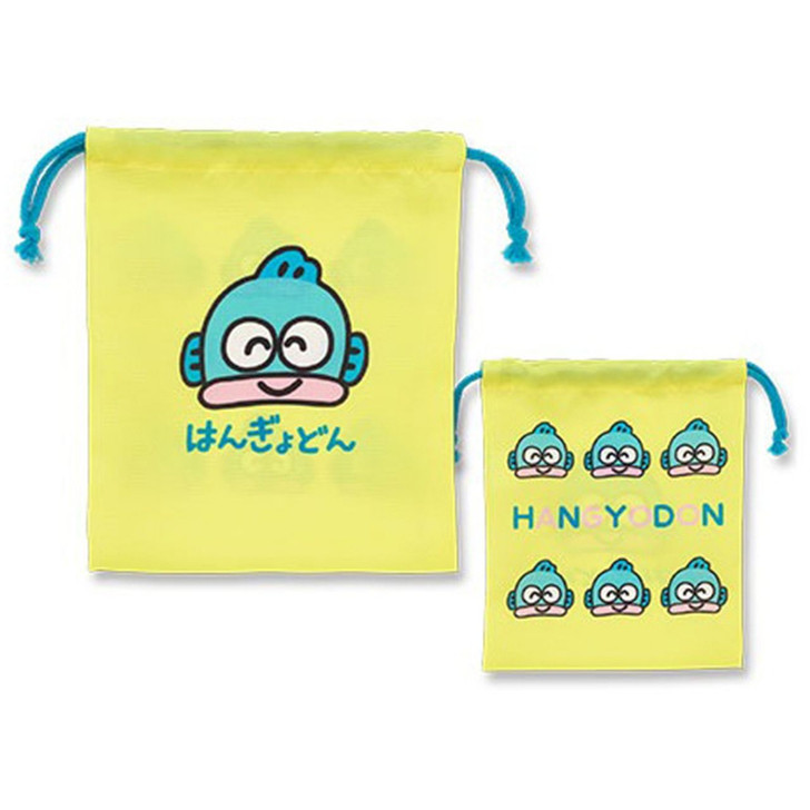 Oekaki San Sanrio Character Drawstring Pouch Without Gusset Hangyodon Yellow