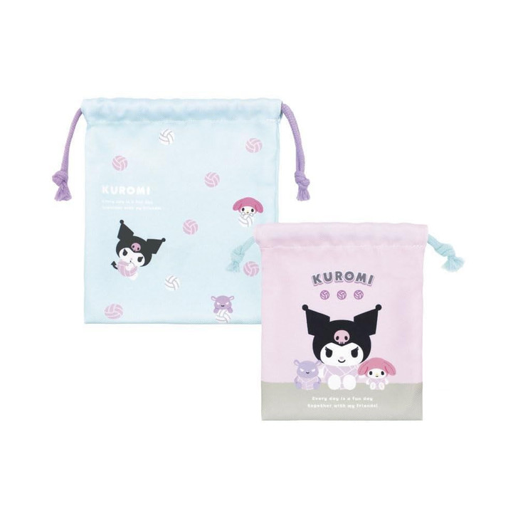 T's Factory Sanrio Two Piece Drawstring Pouch Set Ballet / Kuromi