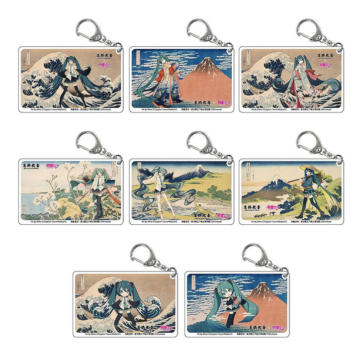Katsushika Hokusai x Hatsune Miku Clear Acrylic Keychain BOX(8pcs)