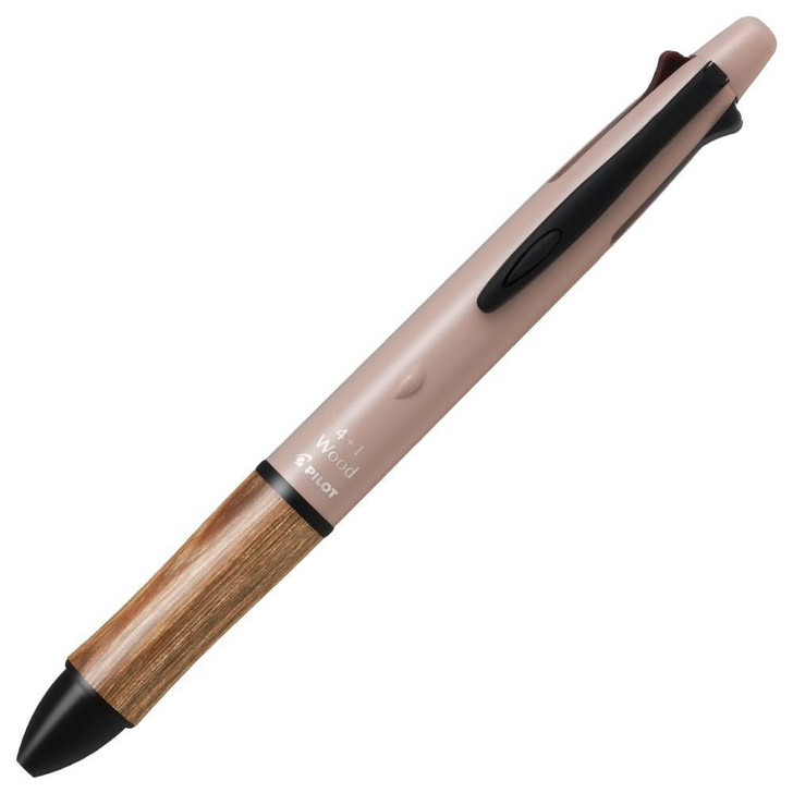  Pilot 4+1 Wood 4 Color 0.5 mm Ballpoint Multi Pen + 0.5 mm Pencil - Orchard Pink 