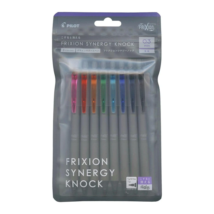  Pilot FriXion Synergy Knock Gel Pen - 0.3 mm - 8 Color Set 