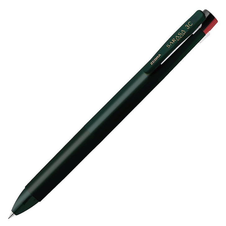  Zebra Sarasa Clip 3C 3 Color Gel Multi Pen - 0.5 mm - Forest Green Body - Limited Edition 