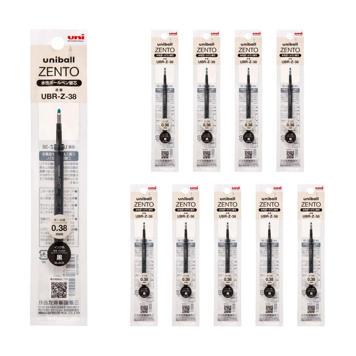 Mitsubishi Pencil Uniball Zento Refill Black 10 Pack UBRZ38.24 10P