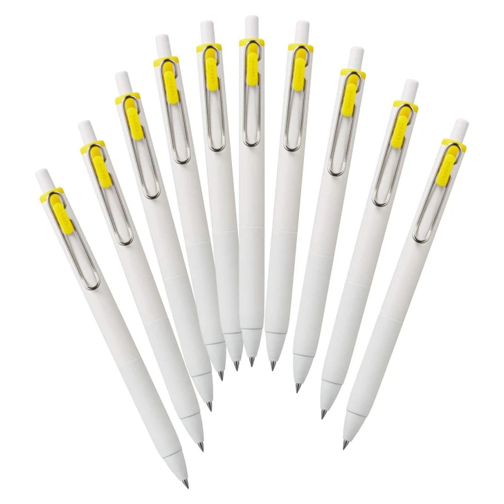 Mitsubishi Pencil Gel Ballpoint Pen Uni Ball One 0.38 Yellow 10 Pack Box UMNS38.2
