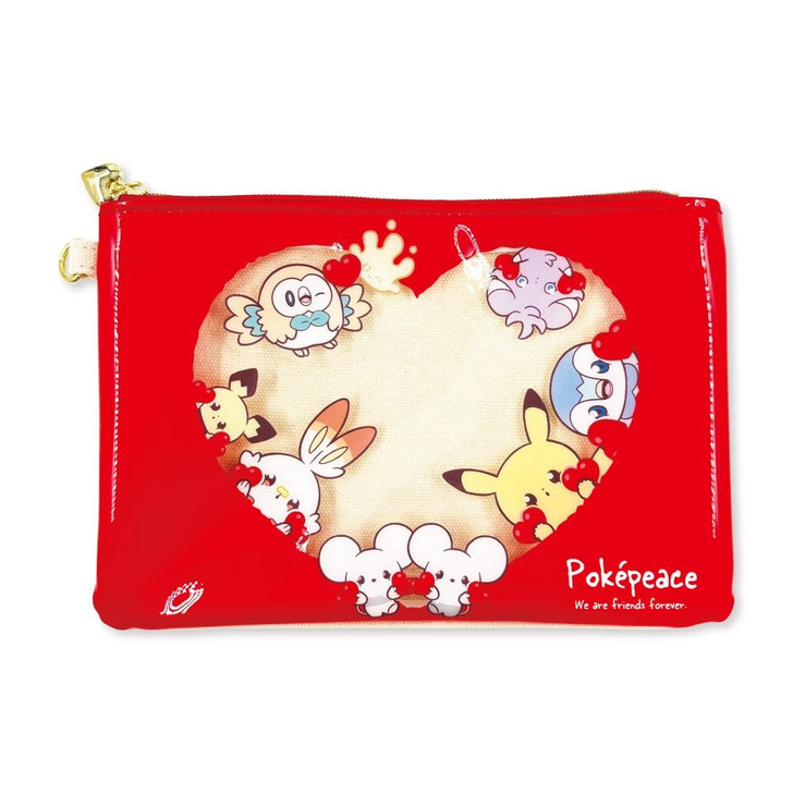 Pokemon Center Original Flat Pouch Heart PokePeace