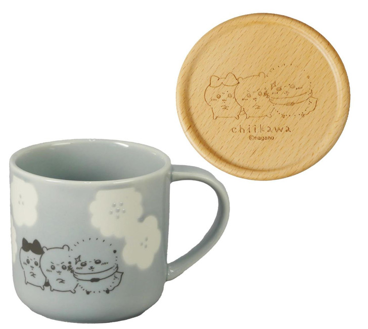  Yamaka Chiikawa Happy Blossom Mug With Coaster Blue 
