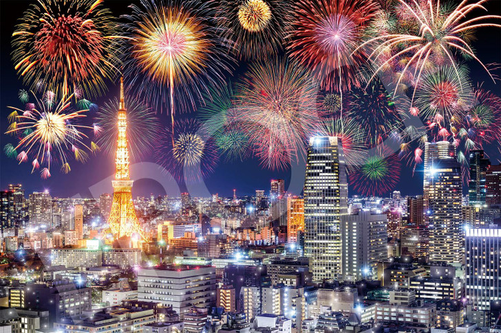Jigsaw Puzzle Tokyo night view and fireworks (1000 Pieces)