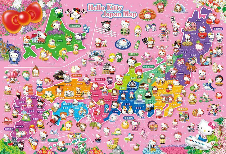 Hello Kitty Japanese Map ジグソーパズル Jigsaw Puzzle Local Kitty Japan Map EX (1000 Pieces)