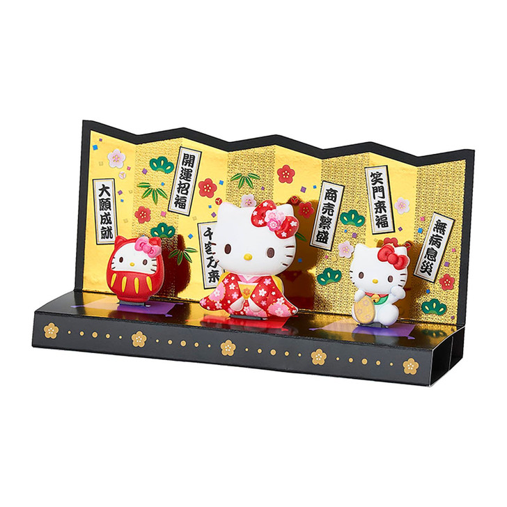 Sanrio Hello Kitty Multipurpose Message Card Good Luck Ornament In Front Of A Folding Screen WA9-6 041157