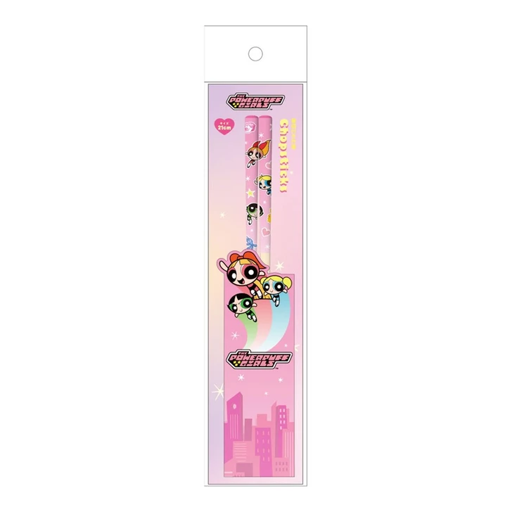 T's Factory Powerpuff Girls Bamboo Chopsticks With Chopstick Pouch 21 Cm Powerpuff Girls