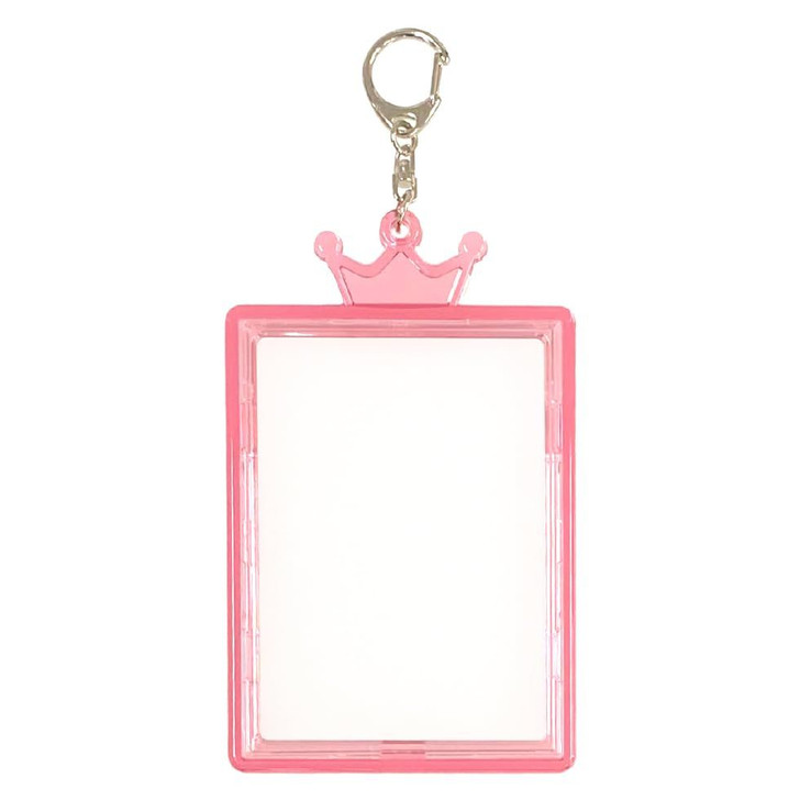 Oshimamo Trading Card Key Holder Crown Clear Pink