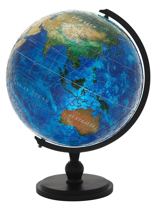 Jigsaw Puzzle - 3D Spherical Puzzle Blue Earth Aqua Includes Missing Piece Request Postcard Display Stand And Assemb (540 Pieces)
