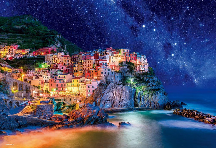 Jigsaw Puzzle Cinque Terre under a starry sky (1000 Pieces)