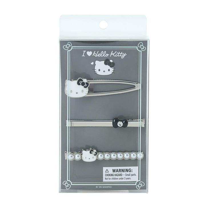 Sanrio Other Hair Clip 3-Piece Set I Love Hello Kitty Black 925748