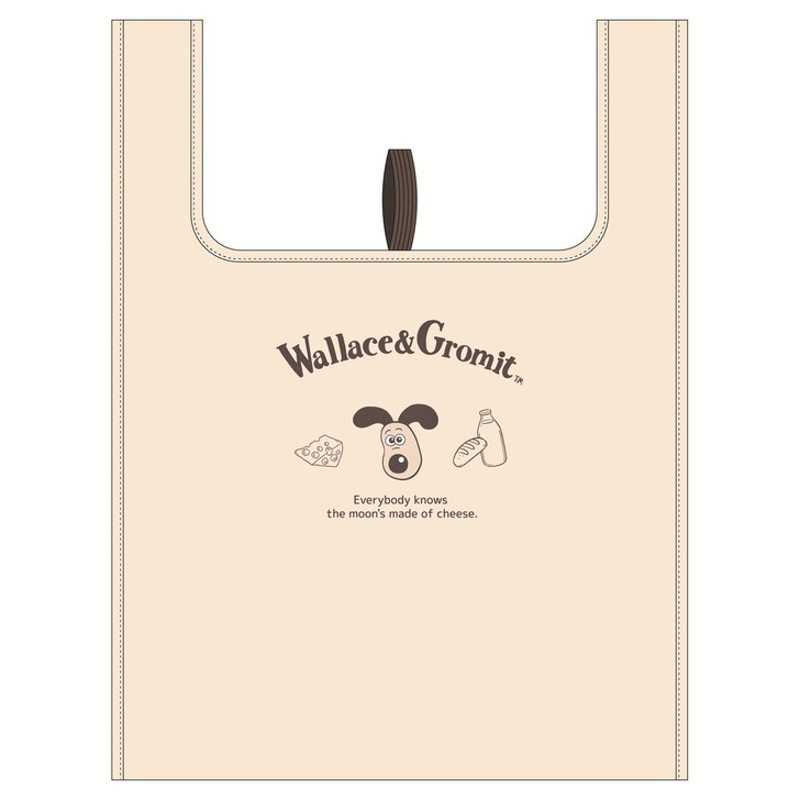 T's Factory Wallace And Gromit Eco Bag With Mesh Pocket Beige