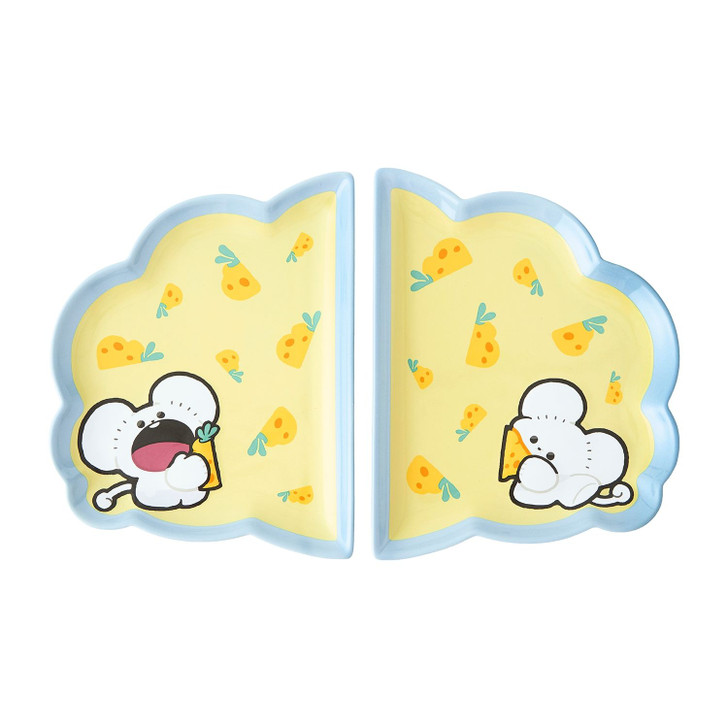 Pokemon Center Original Half And Half Pair Plate Set Mogu Mogu Watching! Tandemaus