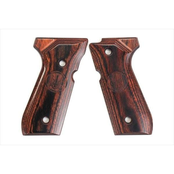 Wood Grip U.S. M9 M9A1 Smooth Logo Brown