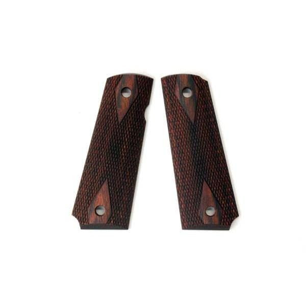 Wood Grip Government 45 Auto Diamond Checker Brown