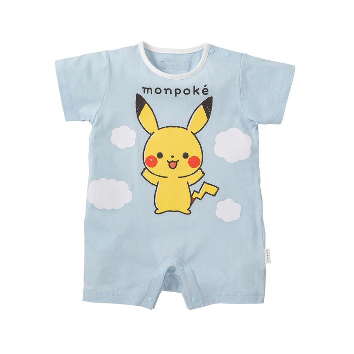  Pokemon Center Original Monpoke Blue Sky Pikachu Short Sleeve Romper 