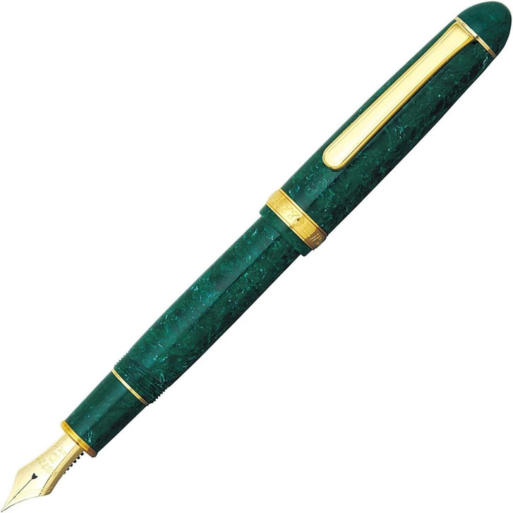  Platinum Pen Celluloid Emerald Fountain Pen - Fine Nib 