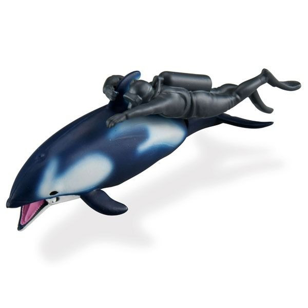 Takara Tomy Ania AL-40 Pacific White-Sided Dolphin (w/diver) (floating Ver.)